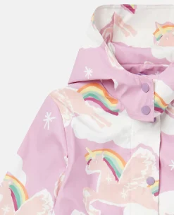 Rainbow Unicorn Cloud Print Hooded Raincoat