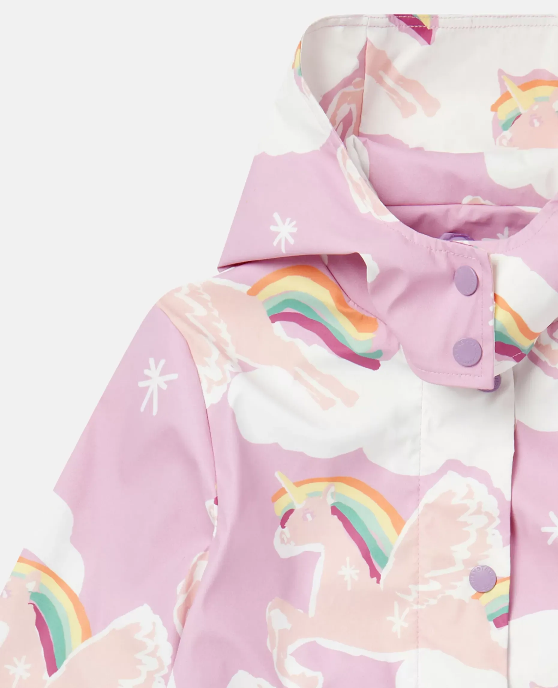 Rainbow Unicorn Cloud Print Hooded Raincoat