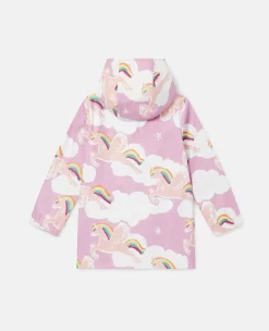 Rainbow Unicorn Cloud Print Hooded Raincoat