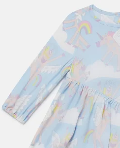 Rainbow Unicorn Print Dress And Bloomers Set