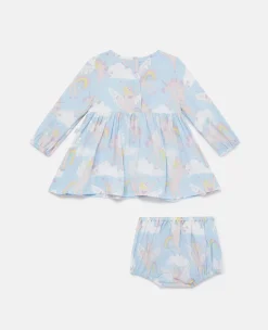 Rainbow Unicorn Print Dress And Bloomers Set