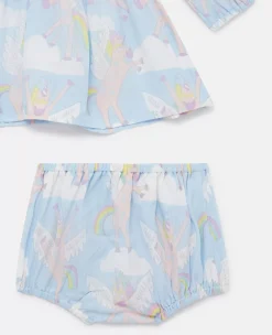 Rainbow Unicorn Print Dress And Bloomers Set