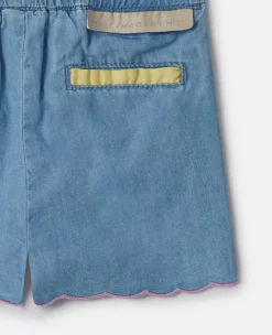 Scalloped Edge Chambray Shorts