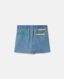 Scalloped Edge Chambray Shorts