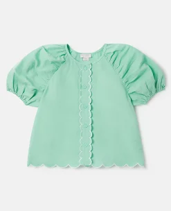 Scalloped Edge Puff Sleeve Shirt