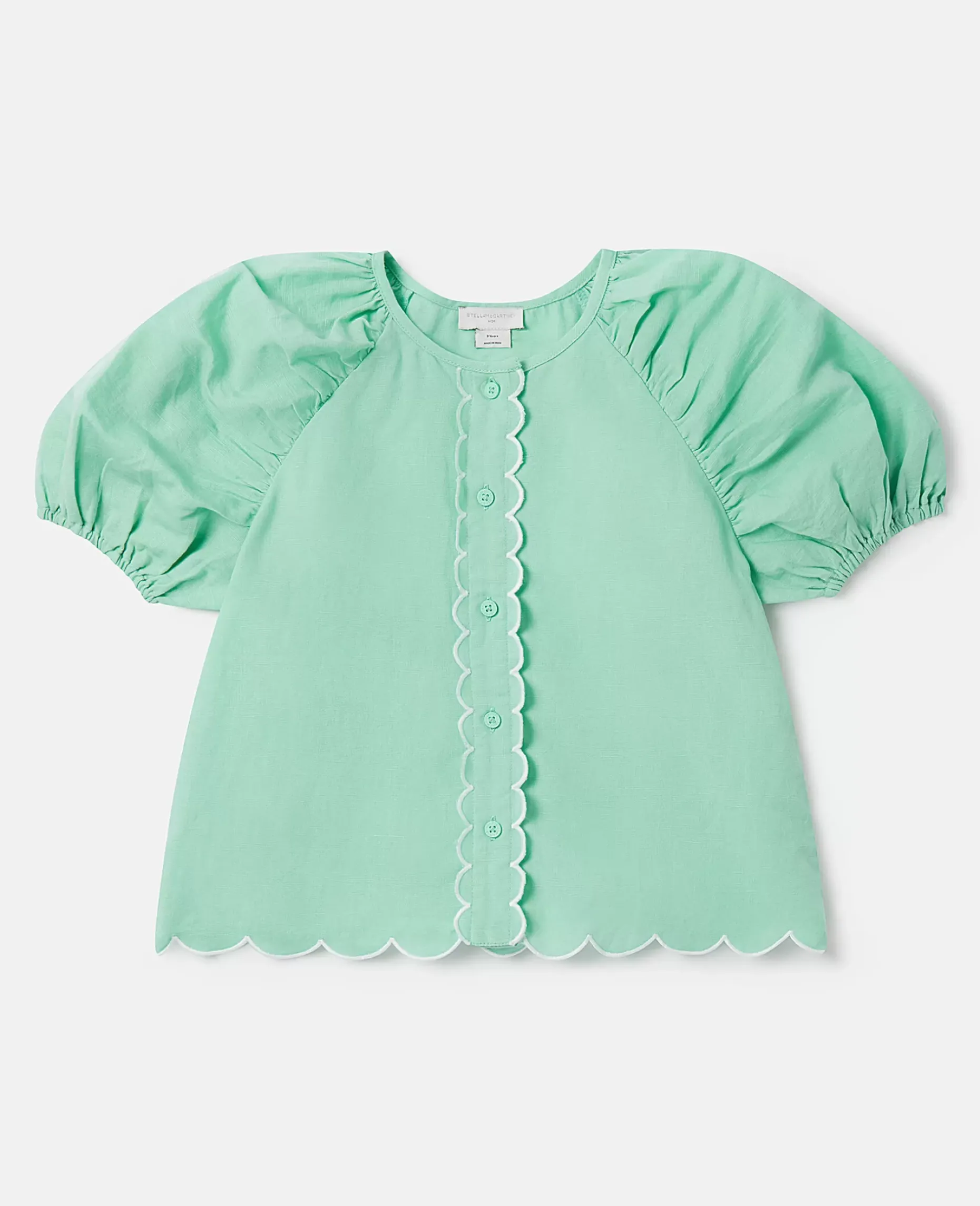 Scalloped Edge Puff Sleeve Shirt