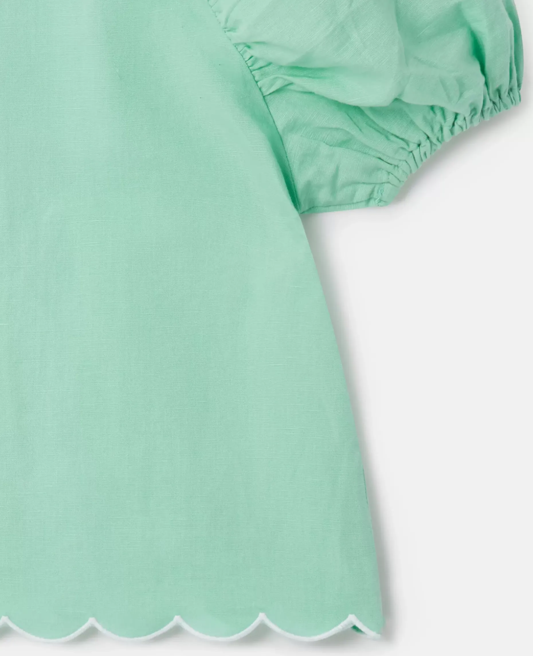 Scalloped Edge Puff Sleeve Shirt