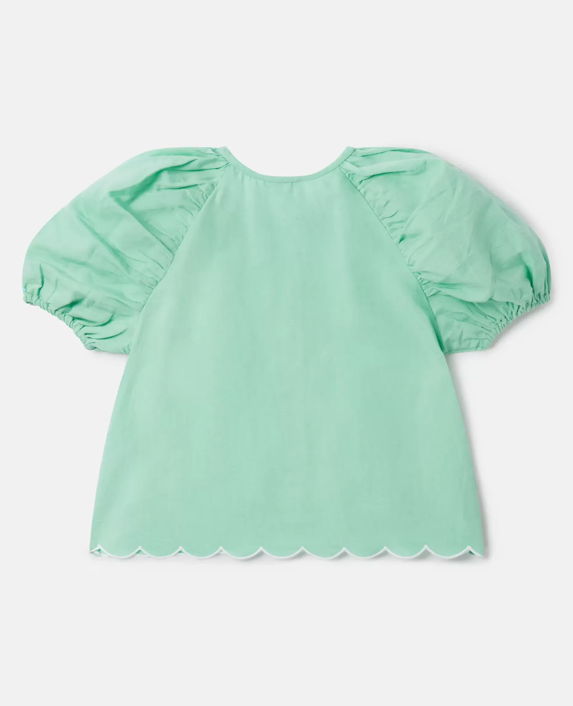 Scalloped Edge Puff Sleeve Shirt