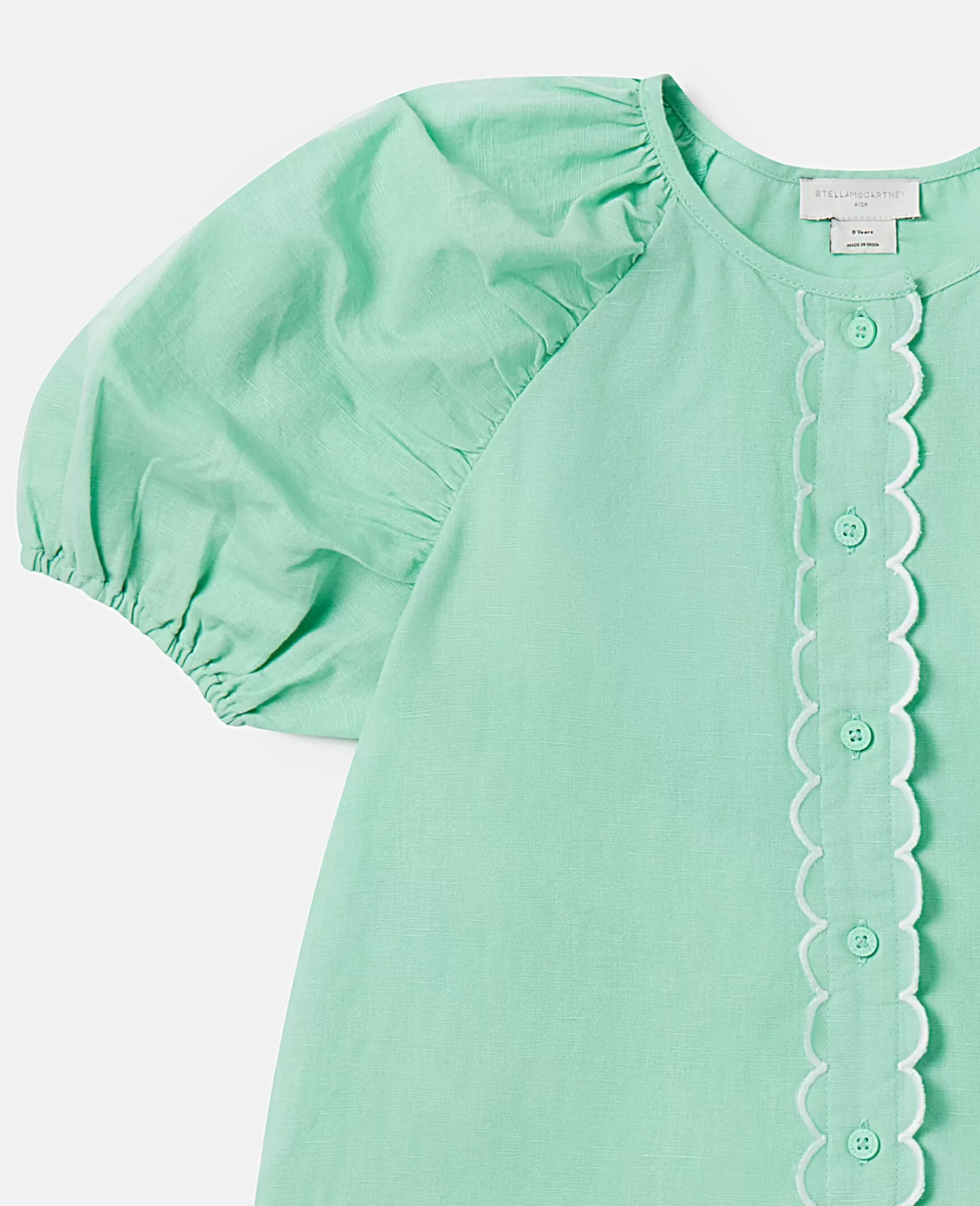 Scalloped Edge Puff Sleeve Shirt