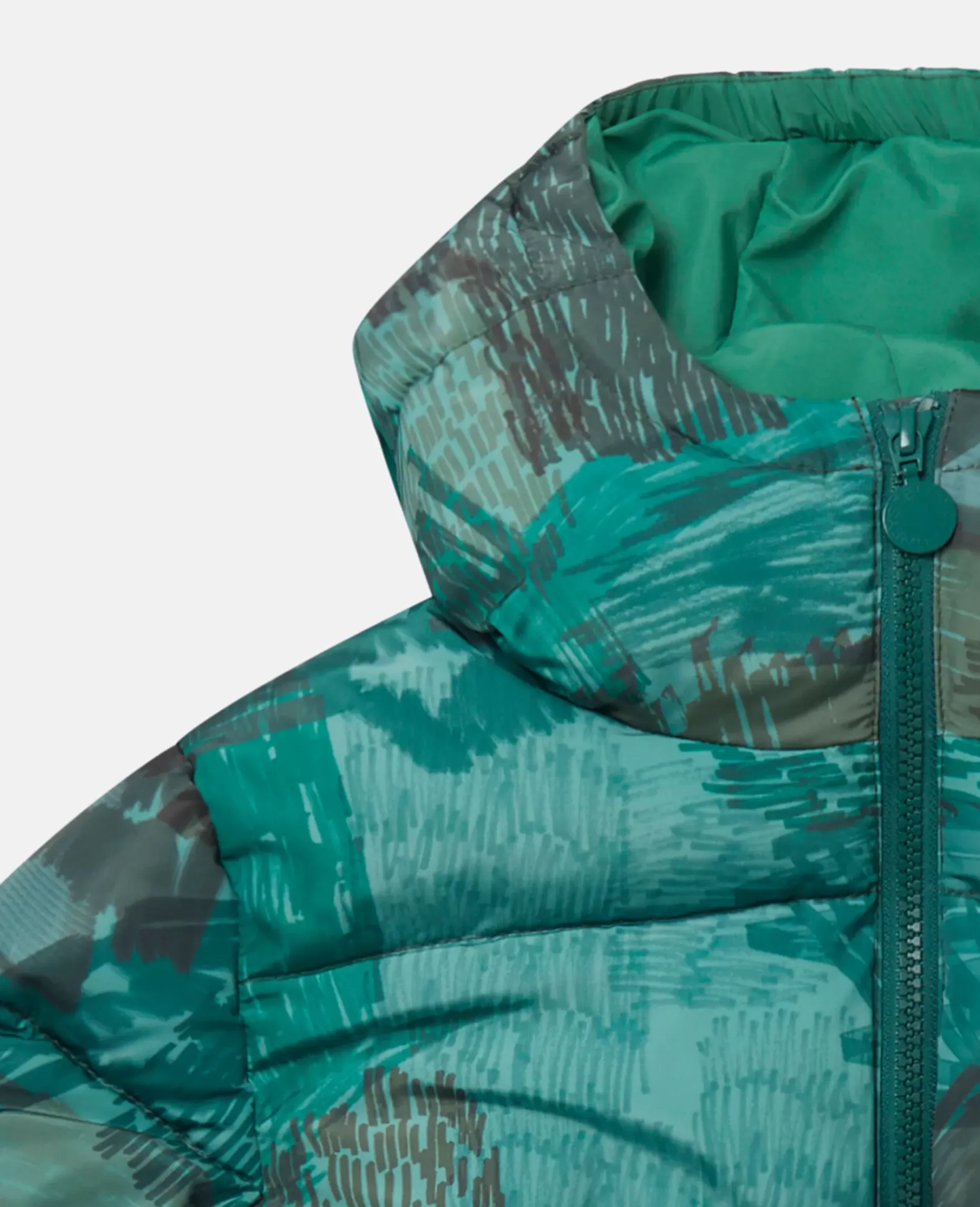 Scribble Print Hooded Puffer Coat