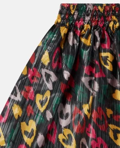 Scribbled Heart Print Skater Skirt