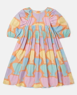 Seashell Print Puff Sleeve Dress