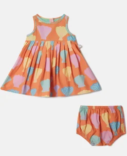 Seashell Print Sleeveless Dress And Bloomers Set