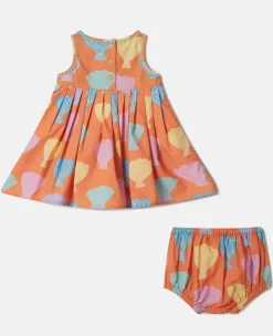 Seashell Print Sleeveless Dress And Bloomers Set