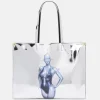 Sexy Robot Graphic Mirrored Chrome-Effect Tote Bag
