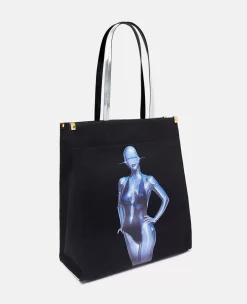 Sexy Robot Graphic Organic Cotton Canvas Tote Bag
