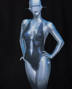 Sexy Robot Graphic Tuxedo-Lapel Blazer