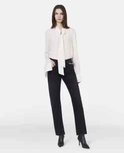 Silk Crepe De Chine Pussybow Shirt
