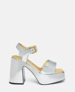 Skyla Double-Chromatic Mirrored Platform Sandals