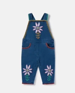 Smiling Flower Denim Dungarees