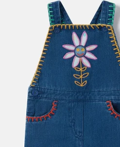 Smiling Flower Denim Dungarees