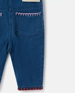 Smiling Flower Denim Dungarees