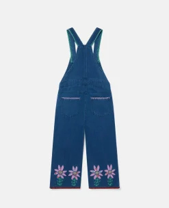 Smiling Flower Embroidery Dungarees