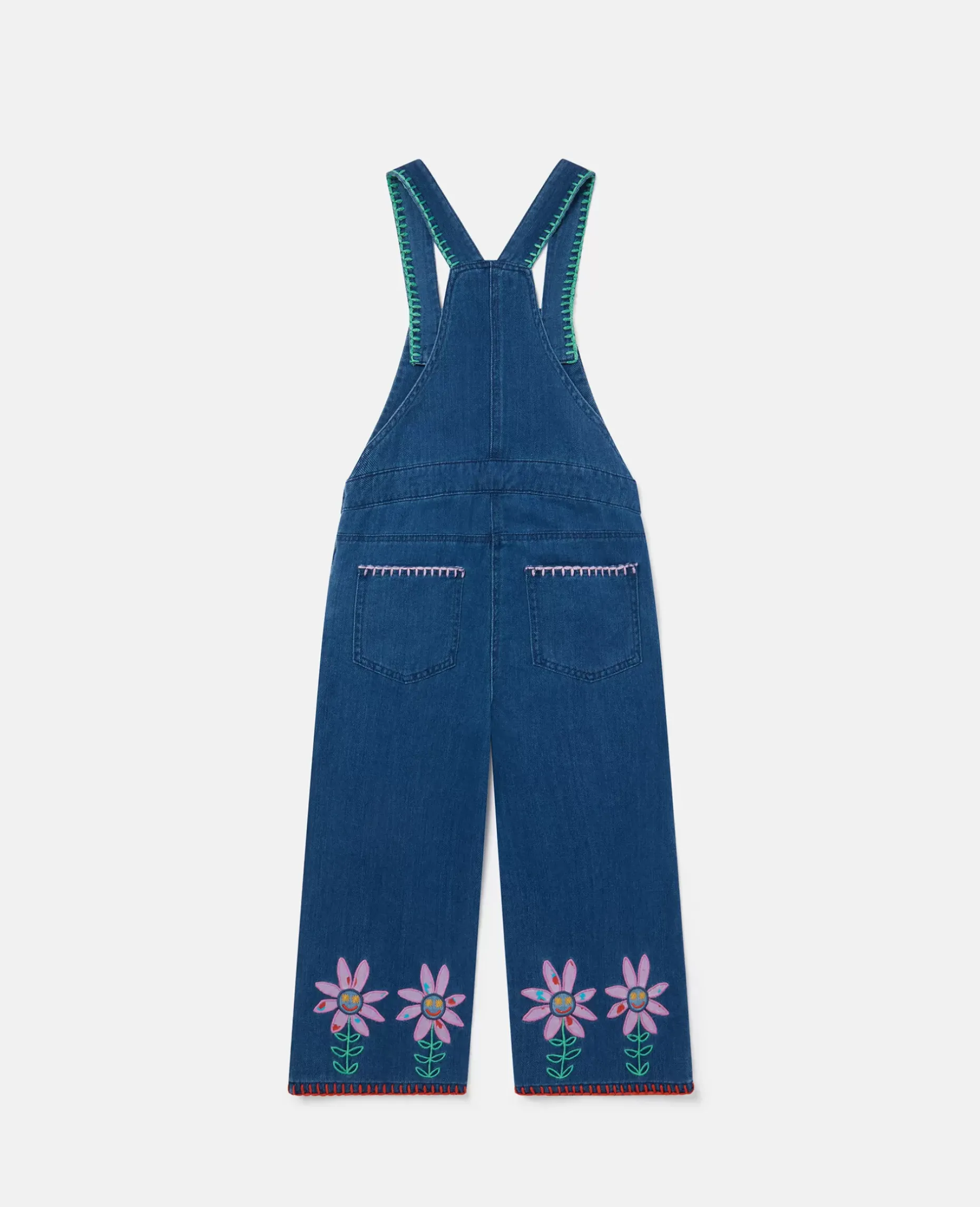 Smiling Flower Embroidery Dungarees