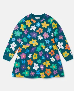 Smiling Flower Print Jersey Dress