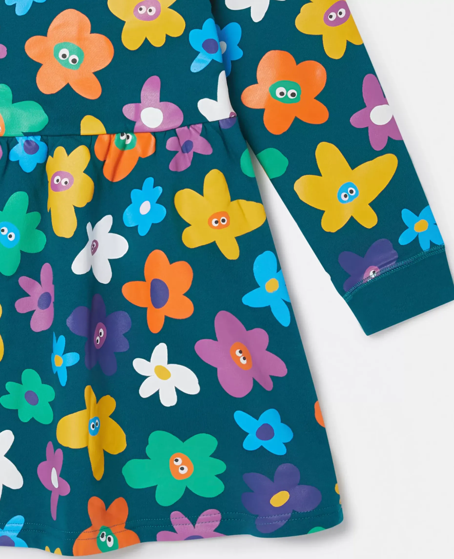 Smiling Flower Print Jersey Dress
