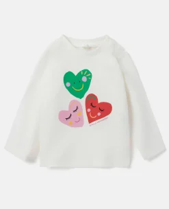 Smiling Heart Motif Long Sleeve T-Shirt