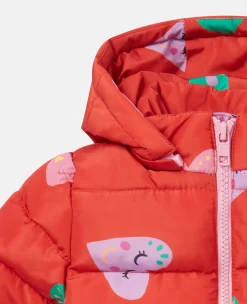 Smiling Heart Print Puffer Coat