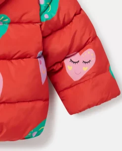 Smiling Heart Print Puffer Coat