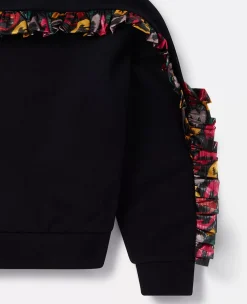 Smudged Heart Print Fringed Sweatshirt