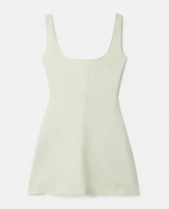 Square Neck Linen-Cotton Skater Dress