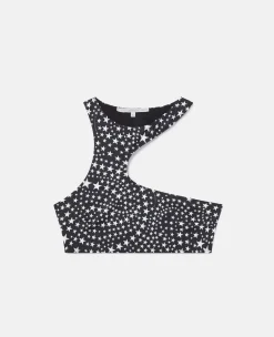 Star Print Cut-Out Halterneck Bikini Top