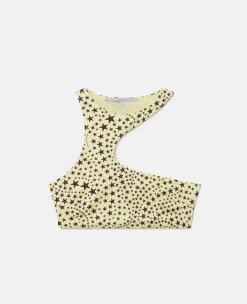 Star Print Cut-Out Halterneck Bikini Top