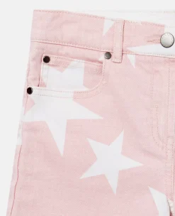 Star Print Denim Shorts