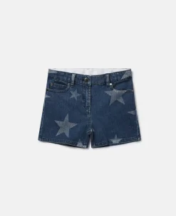 Star Print Denim Shorts