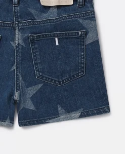 Star Print Denim Shorts