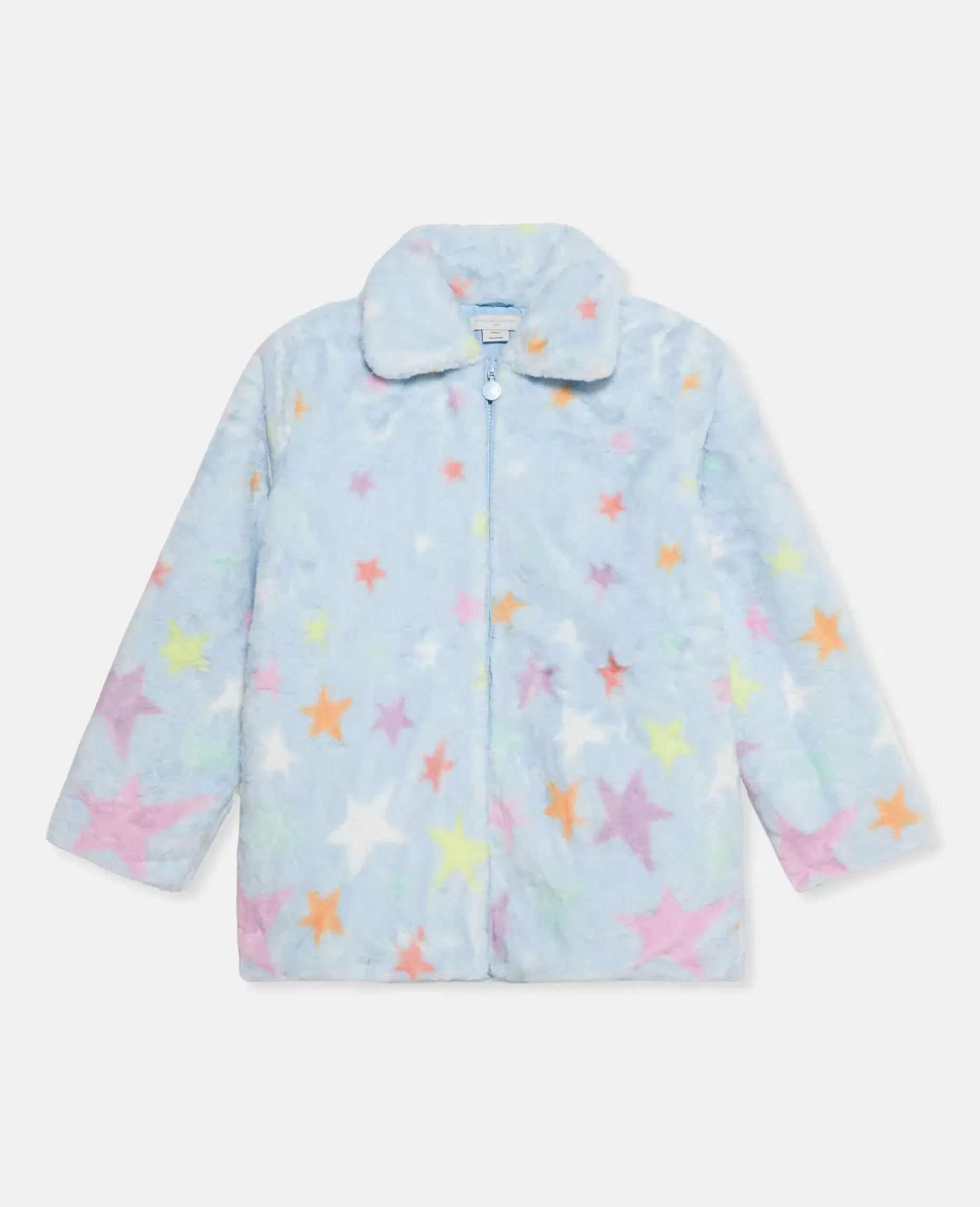 Star Print Fluffy Collared Jacket