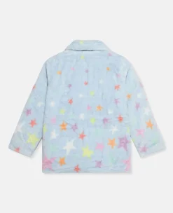 Star Print Fluffy Collared Jacket