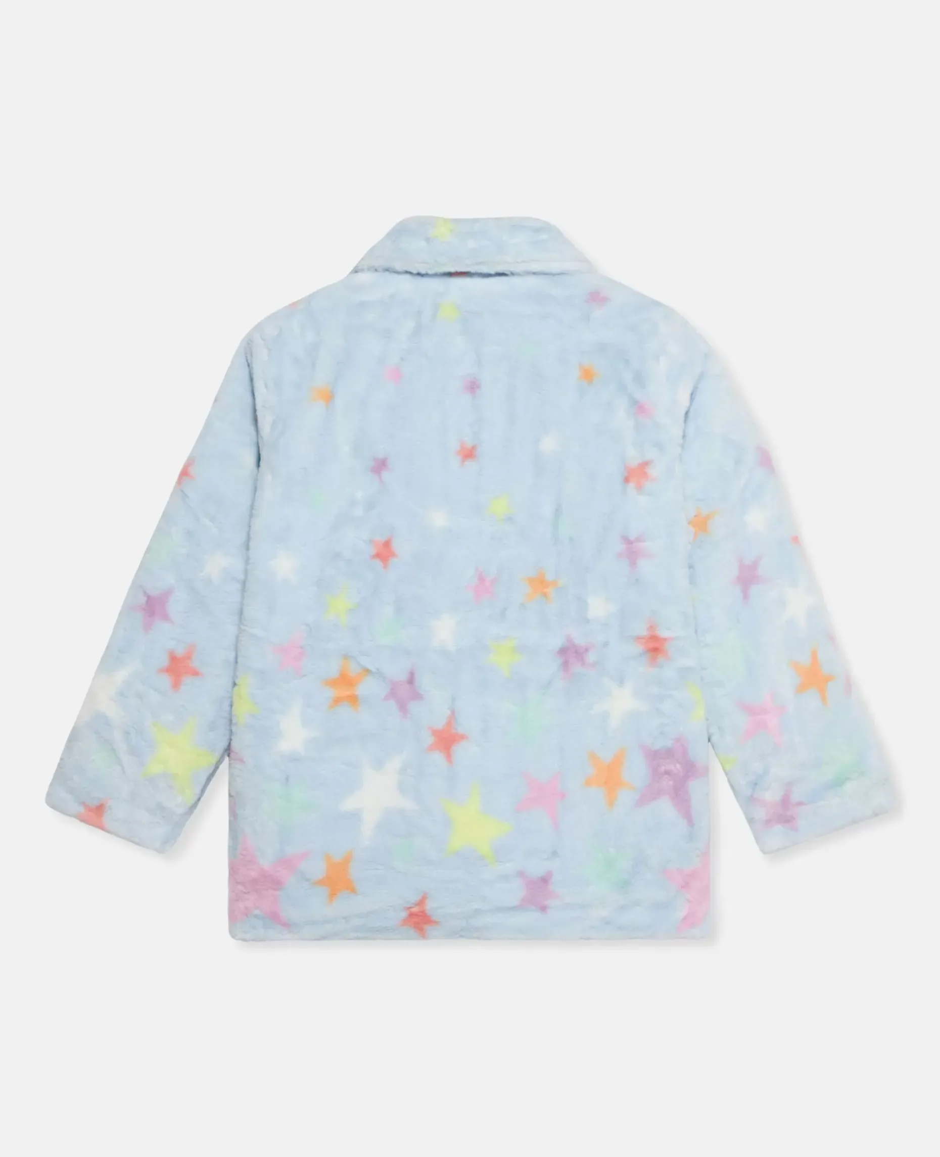 Star Print Fluffy Collared Jacket