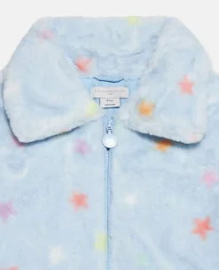 Star Print Fluffy Collared Jacket