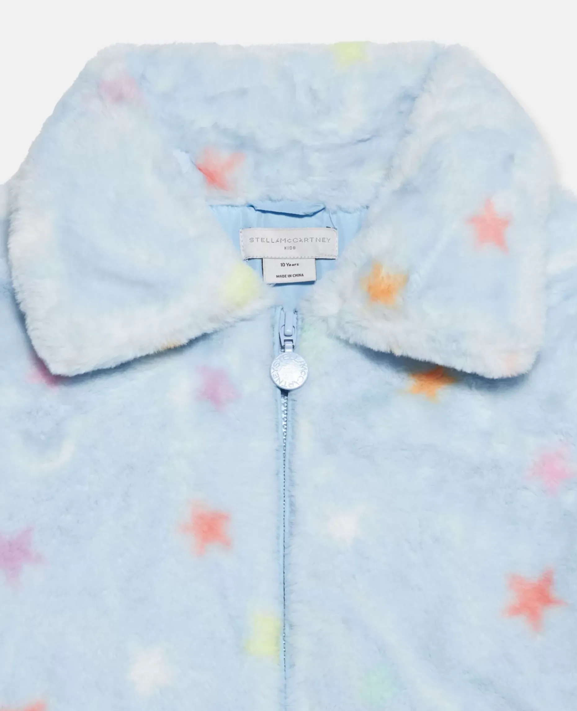 Star Print Fluffy Collared Jacket