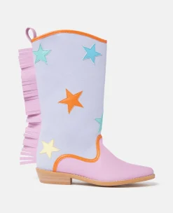 Star Print Fringed Cowboy Boots
