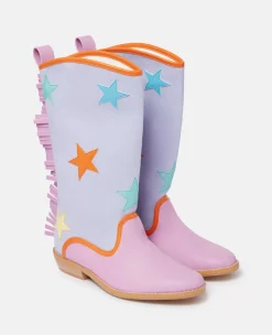 Star Print Fringed Cowboy Boots