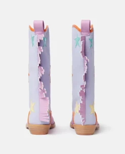Star Print Fringed Cowboy Boots
