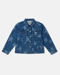 Star Print Oversized Denim Jacket