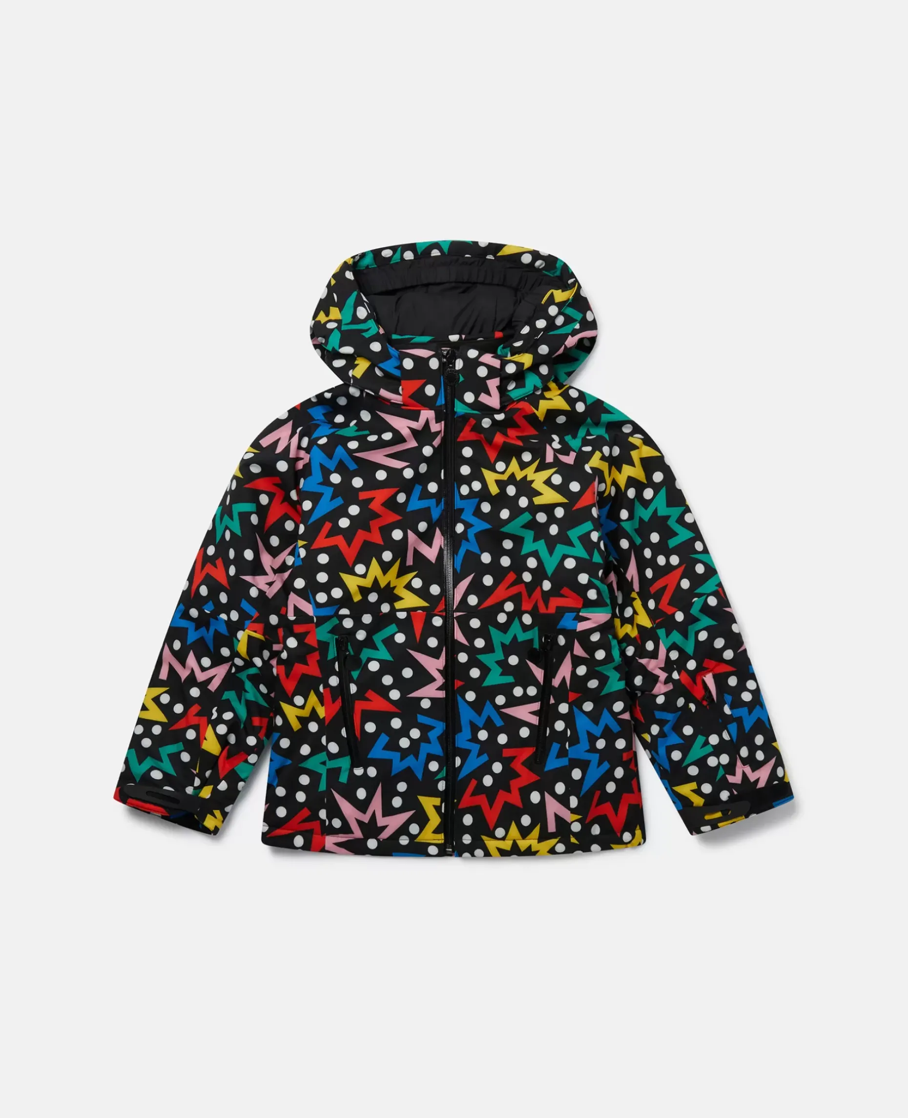 Starburst Print Hooded Puffer Coat